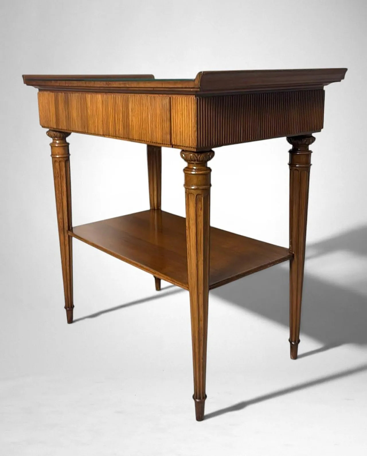 Mid-Century Modern pair of wooden nightstands with glass tops, 1950s 10