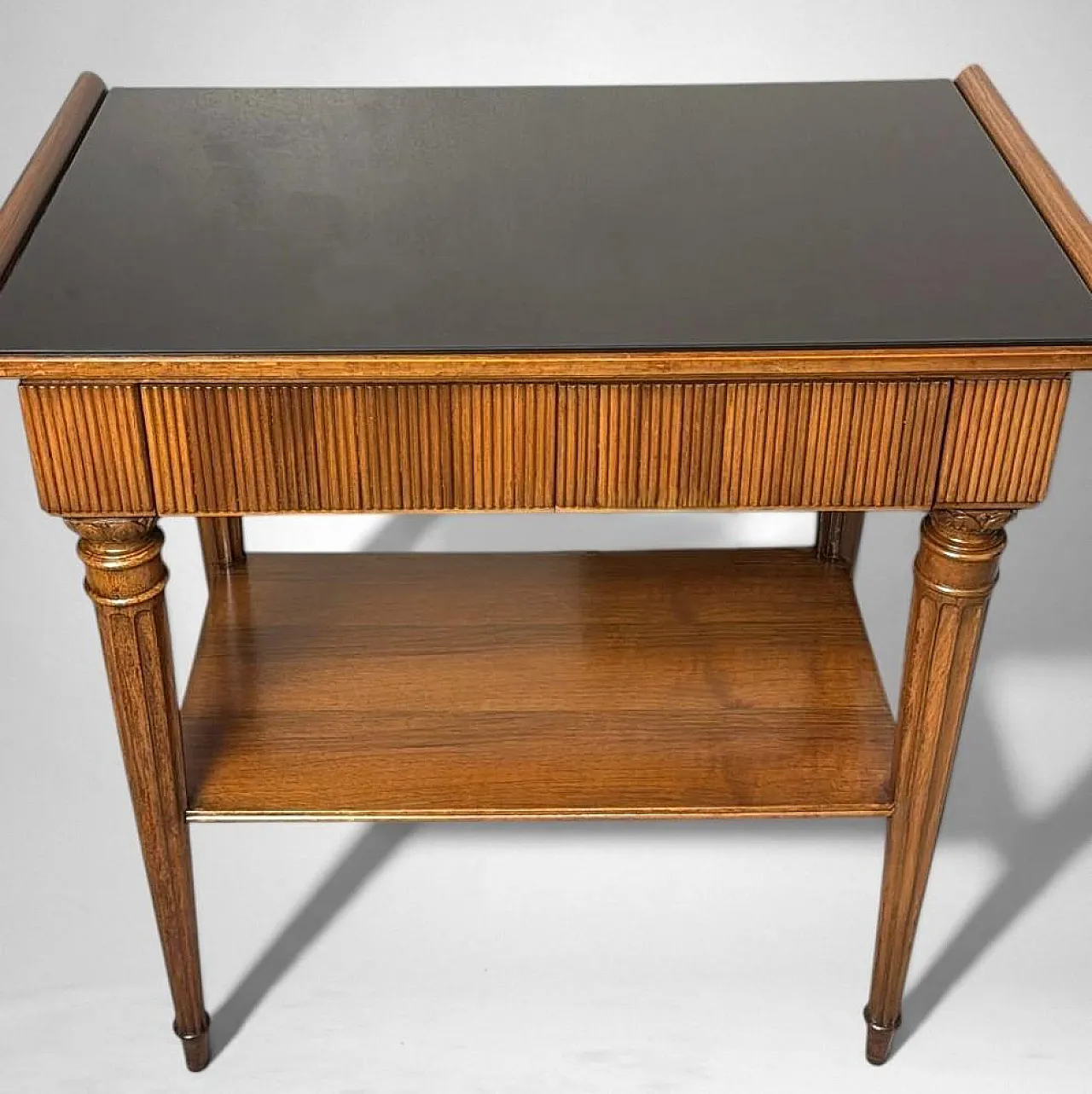 Mid-Century Modern pair of wooden nightstands with glass tops, 1950s 14