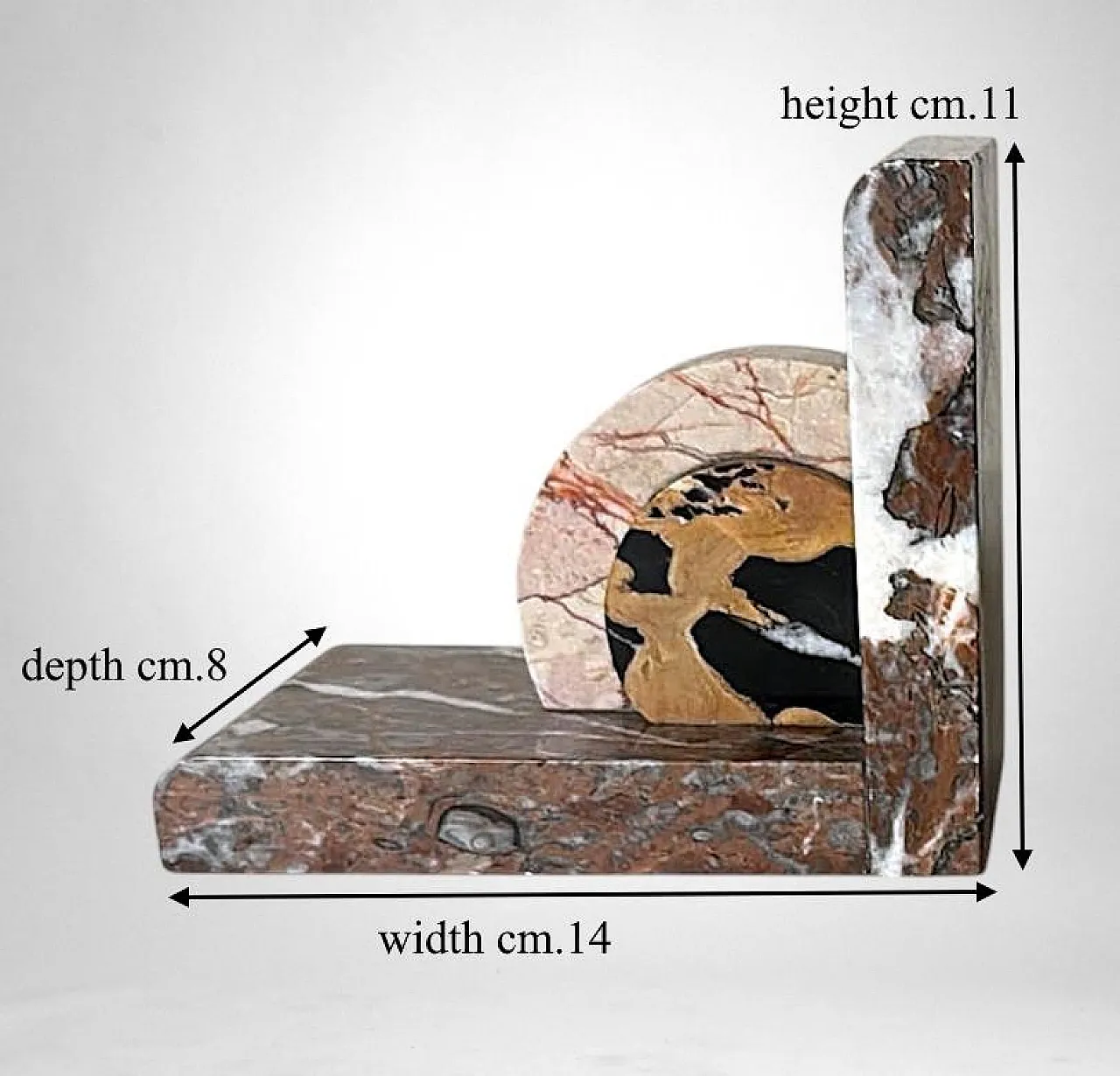 Pair of Art Deco bookends in polychrome marble, 1930s 20