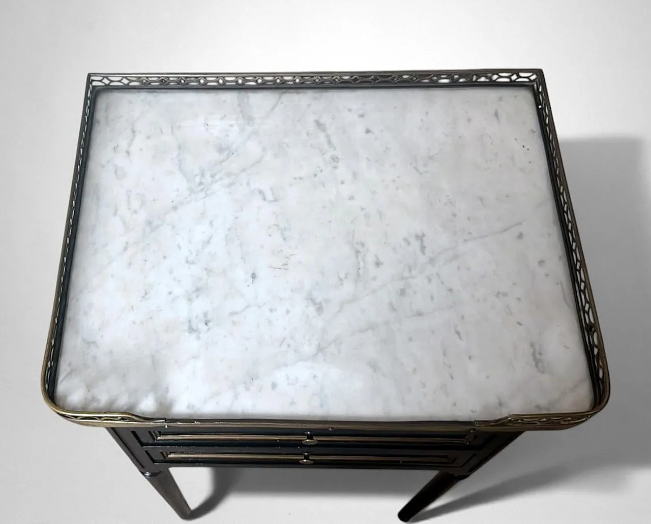 Night stand in lacquered wood and Carrara marble, 19th century 10