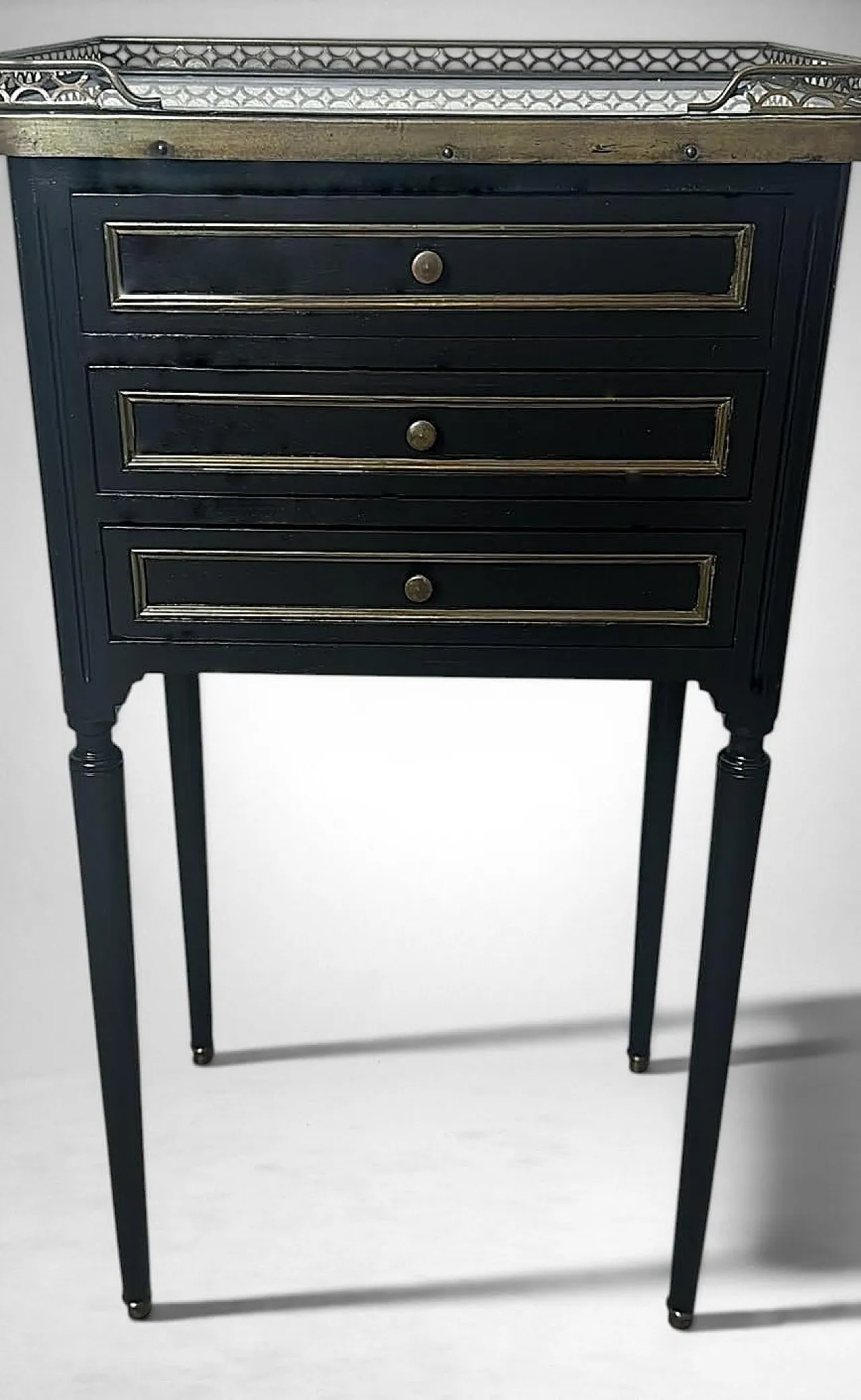 Night stand in lacquered wood and Carrara marble, 19th century 11