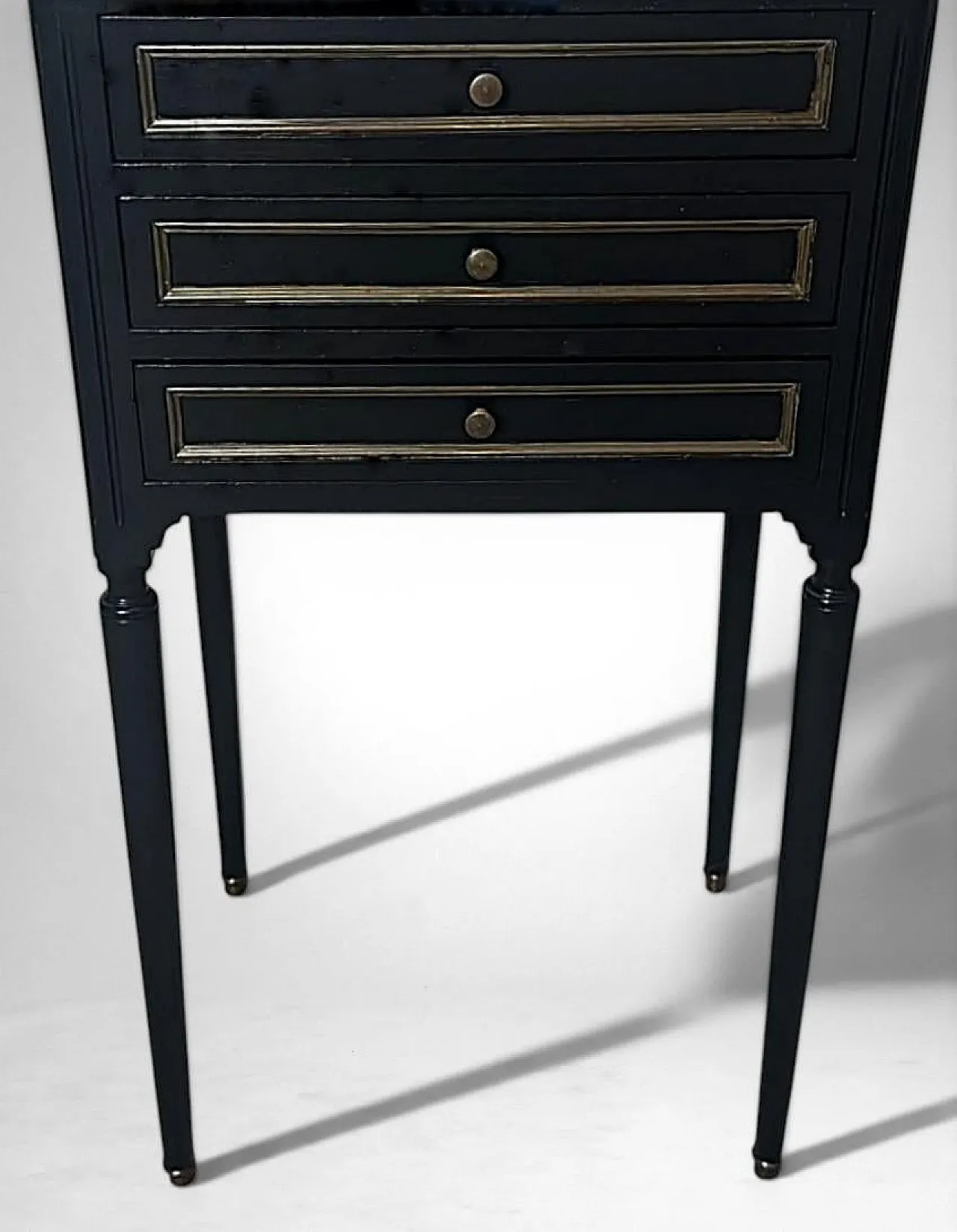 Night stand in lacquered wood and Carrara marble, 19th century 12