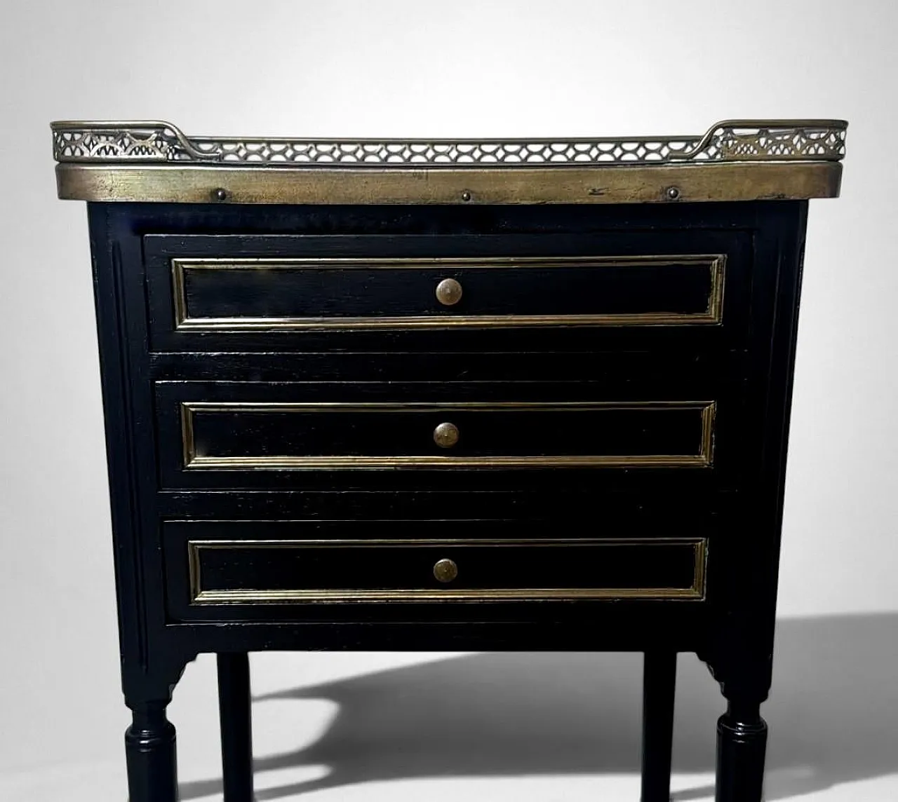 Night stand in lacquered wood and Carrara marble, 19th century 13