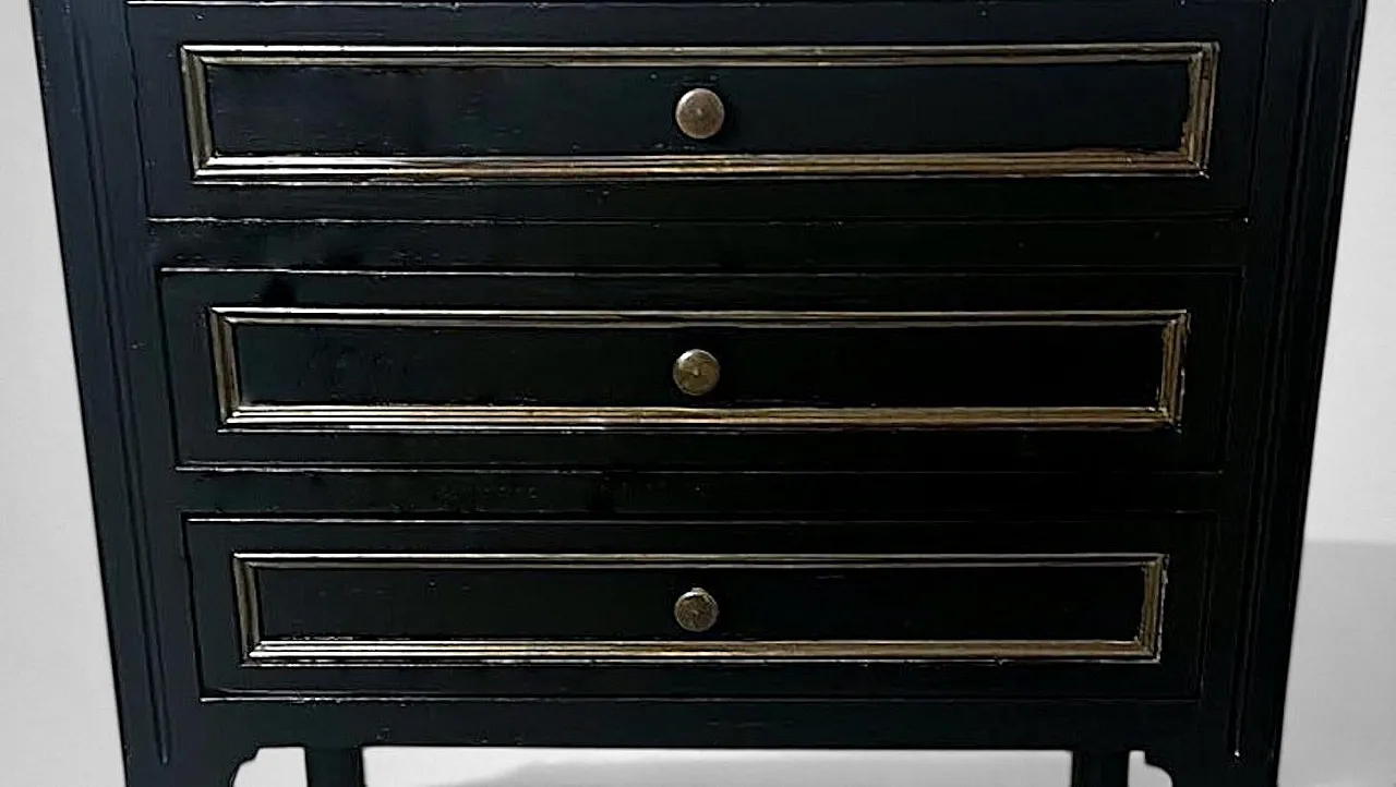 Night stand in lacquered wood and Carrara marble, 19th century 14