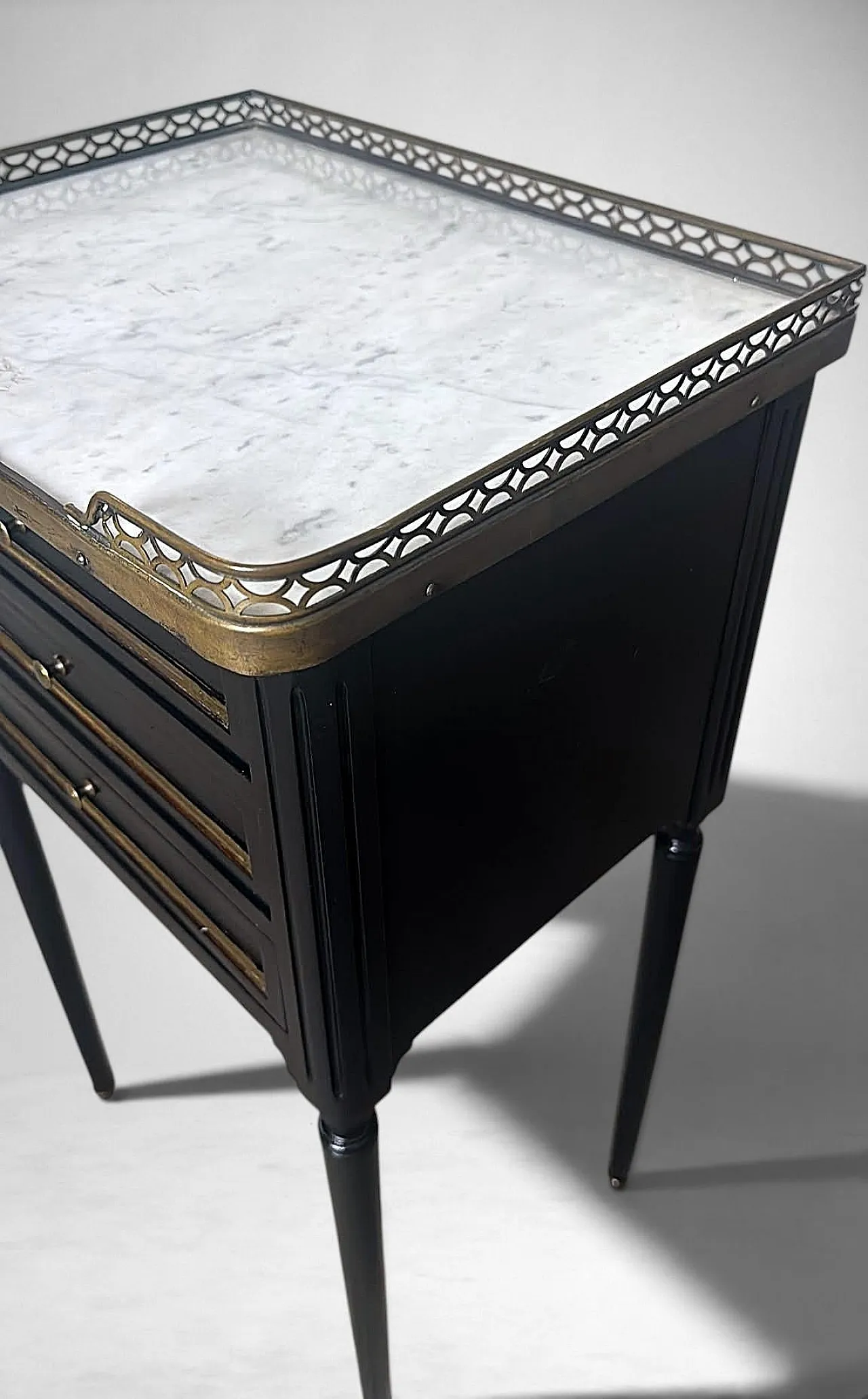 Night stand in lacquered wood and Carrara marble, 19th century 15