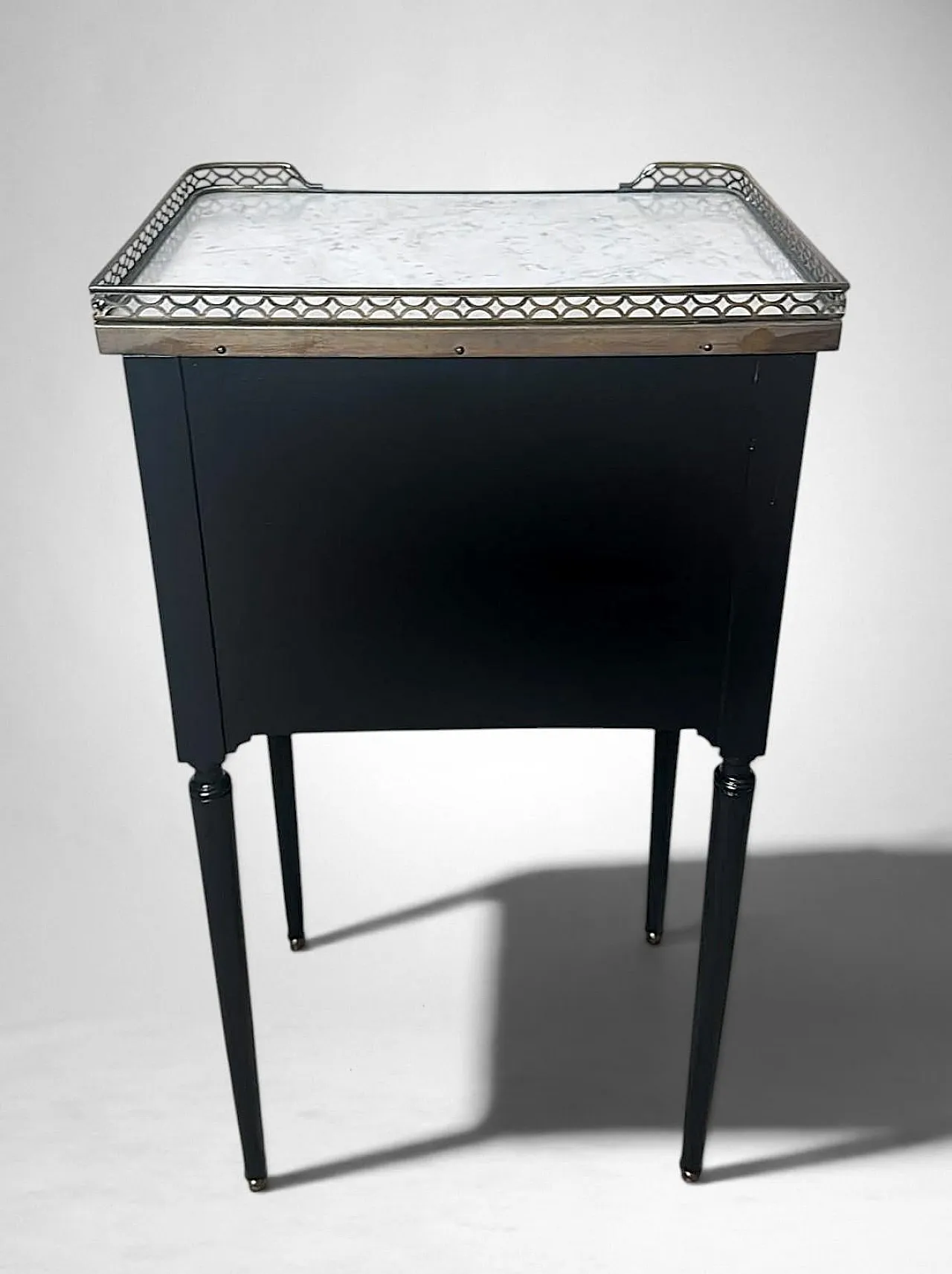 Night stand in lacquered wood and Carrara marble, 19th century 17