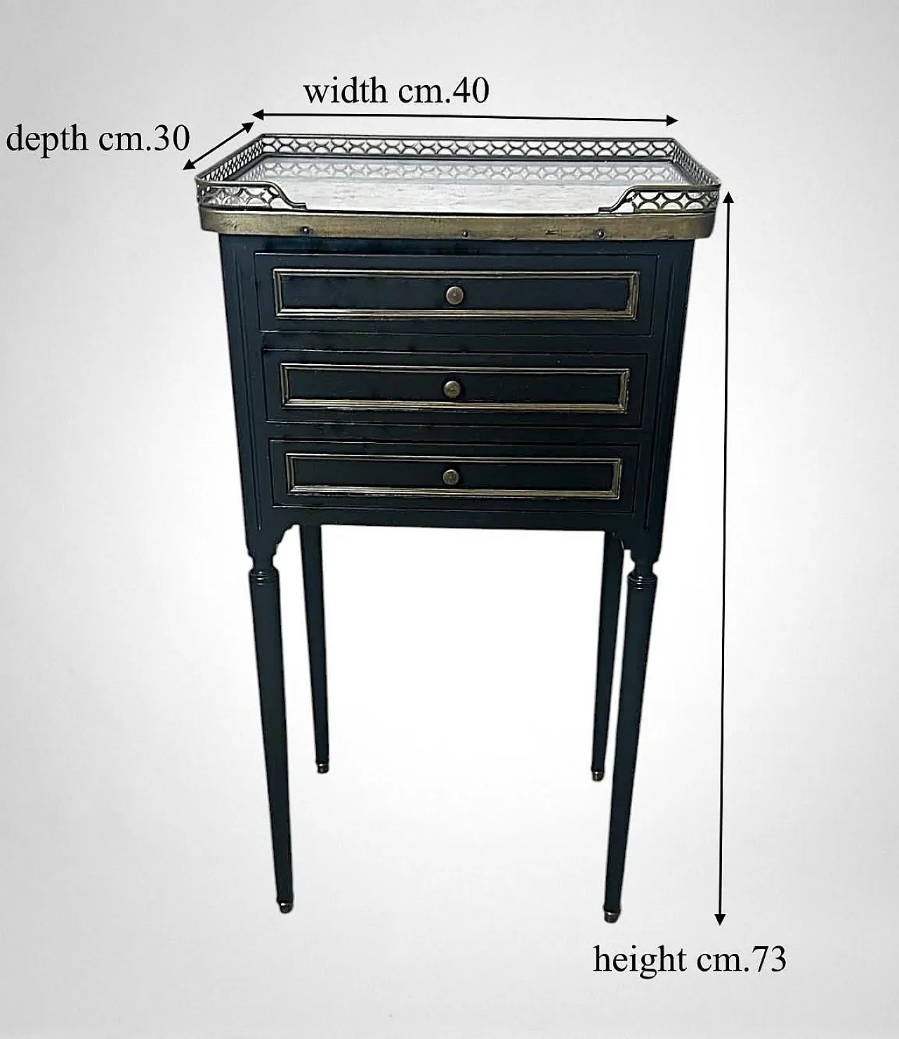 Night stand in lacquered wood and Carrara marble, 19th century 20