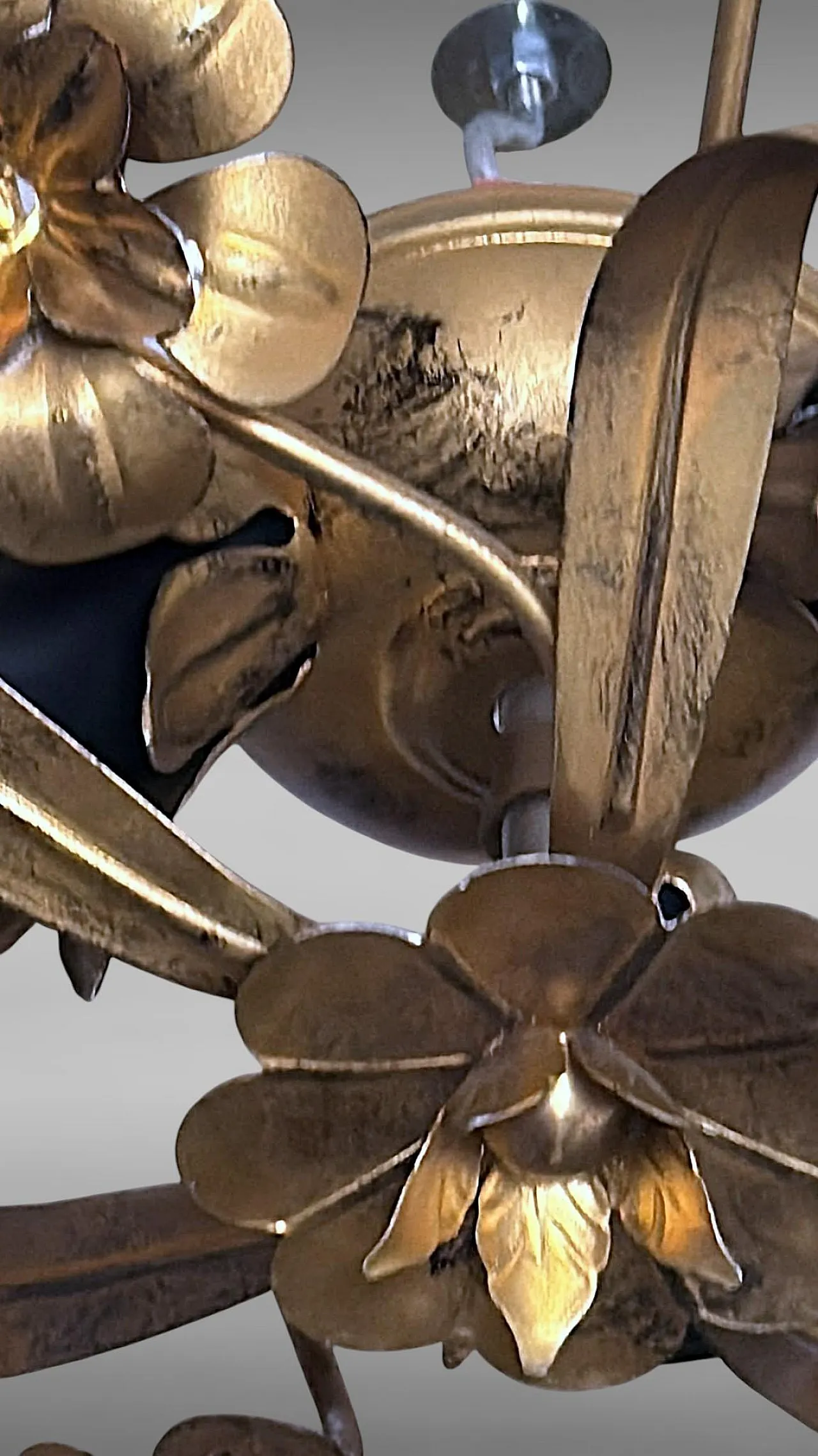 Florentine style gilt wrought iron flush mount ceiling light, 1950s 14