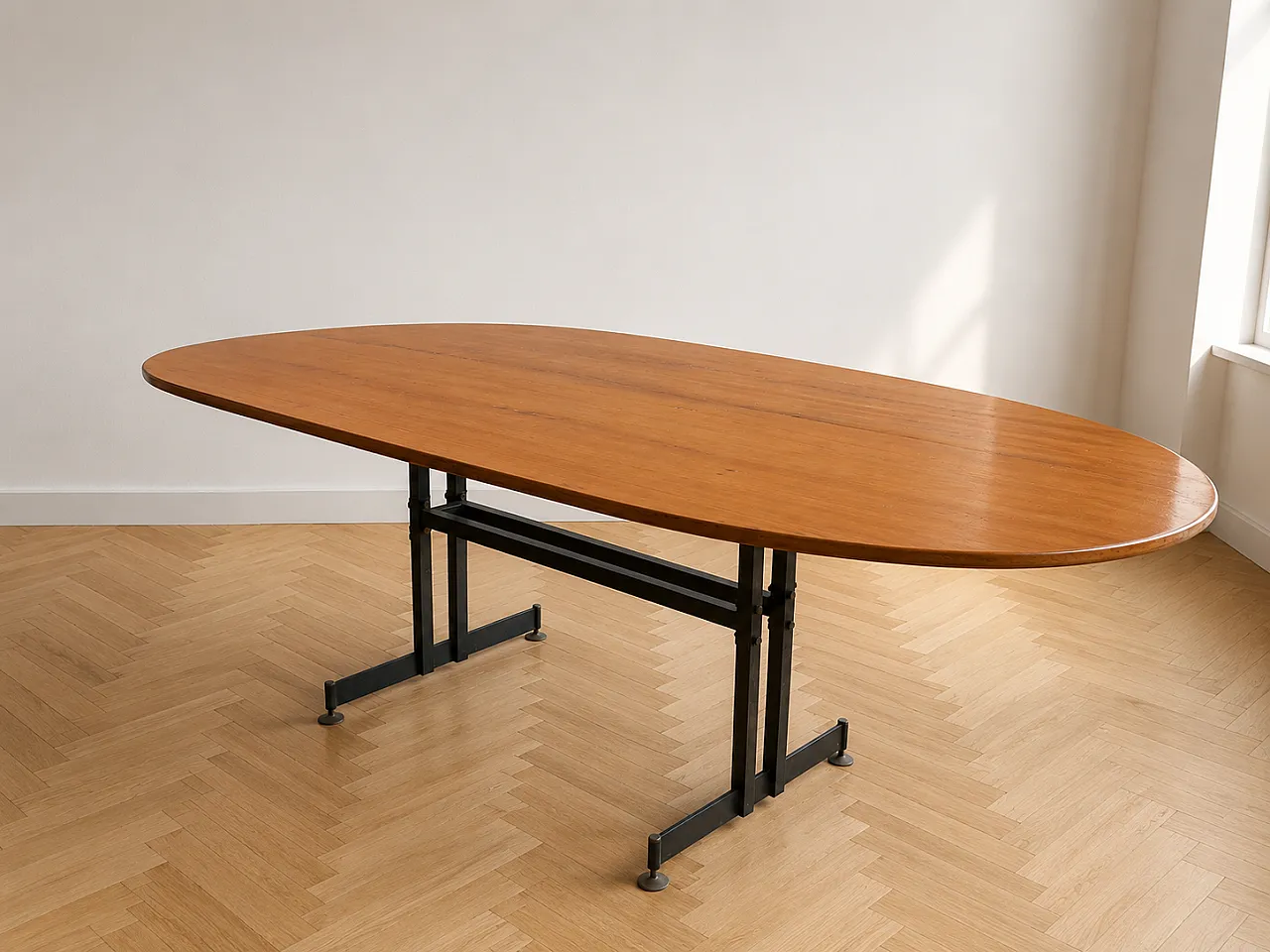 Tavolo da pranzo ovale in legno e metallo 1