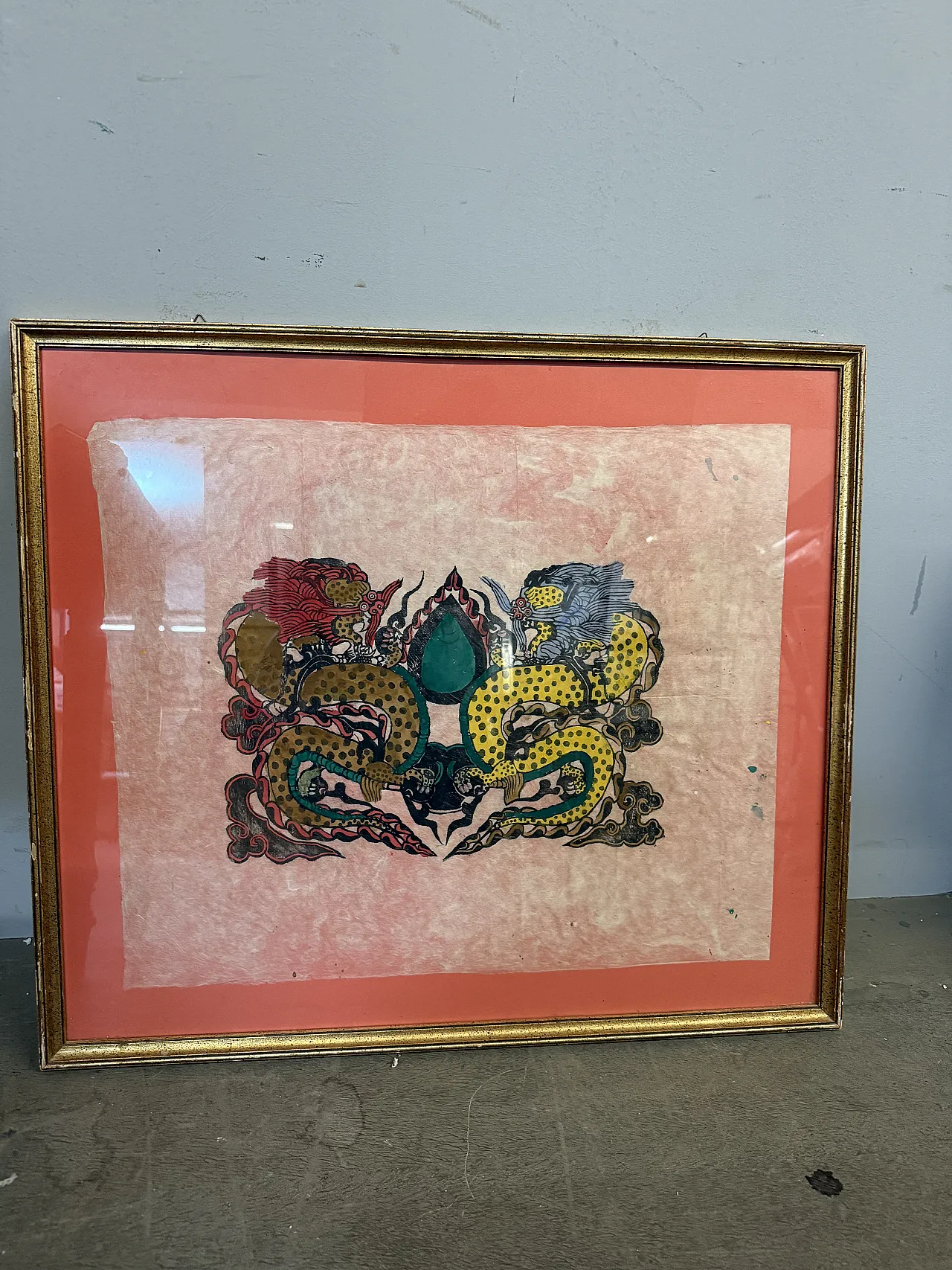Coppia di xilografie acquerellate cinesi in carta di riso, anni '50 2