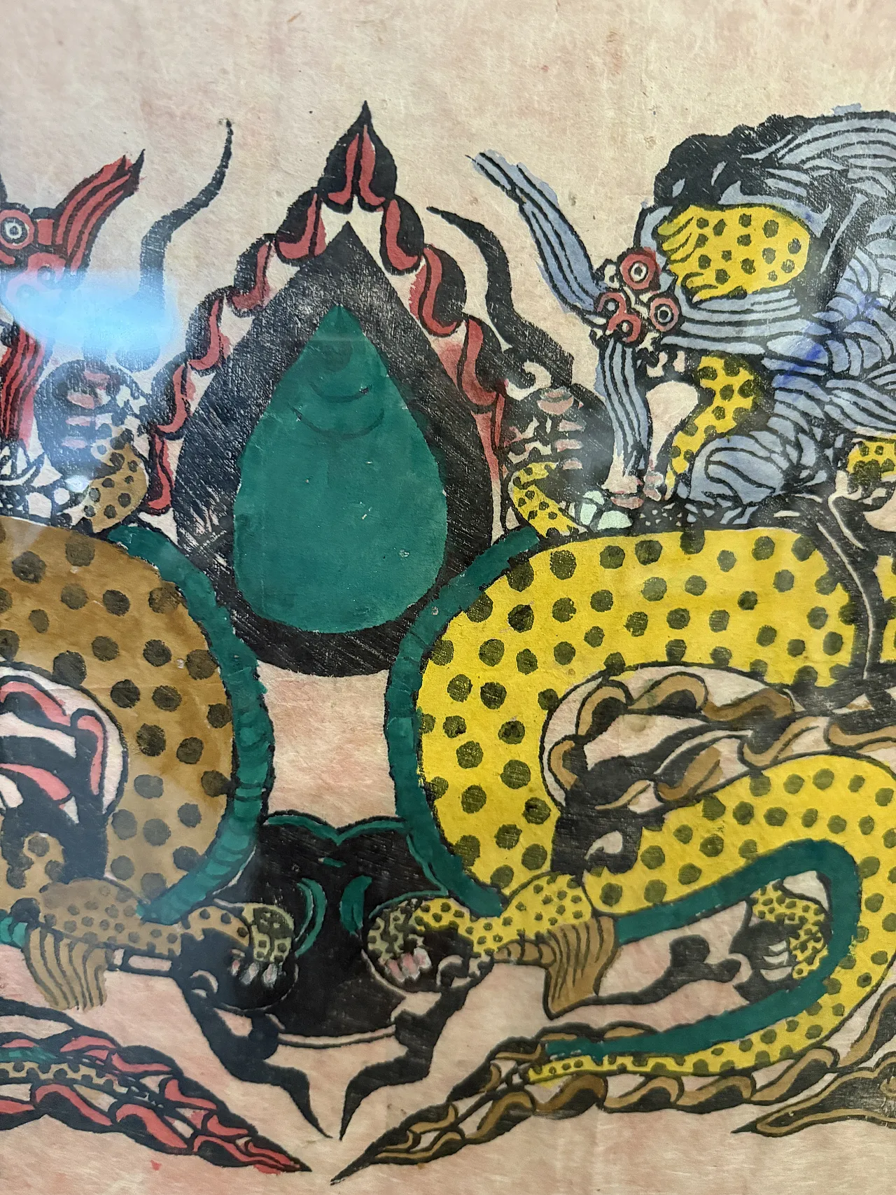 Coppia di xilografie acquerellate cinesi in carta di riso, anni '50 6