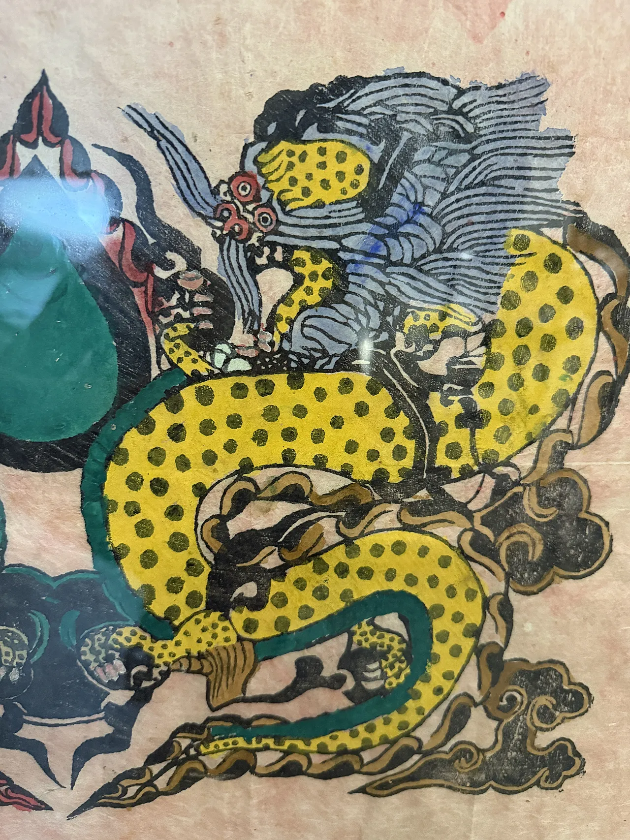Coppia di xilografie acquerellate cinesi in carta di riso, anni '50 7