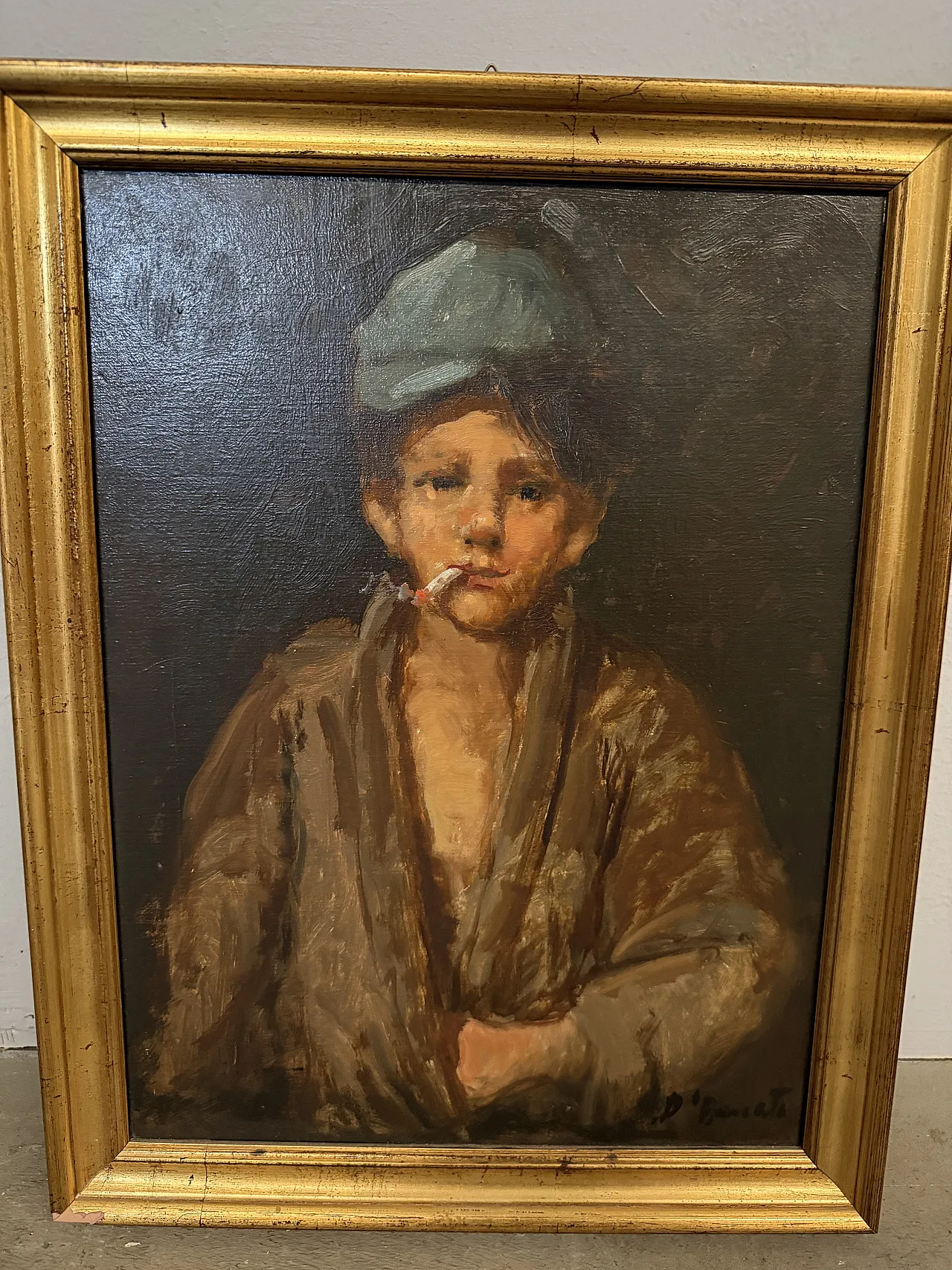 Neapolitan Scugnizzo, Oil painting on canvas, signed, 20th century 2