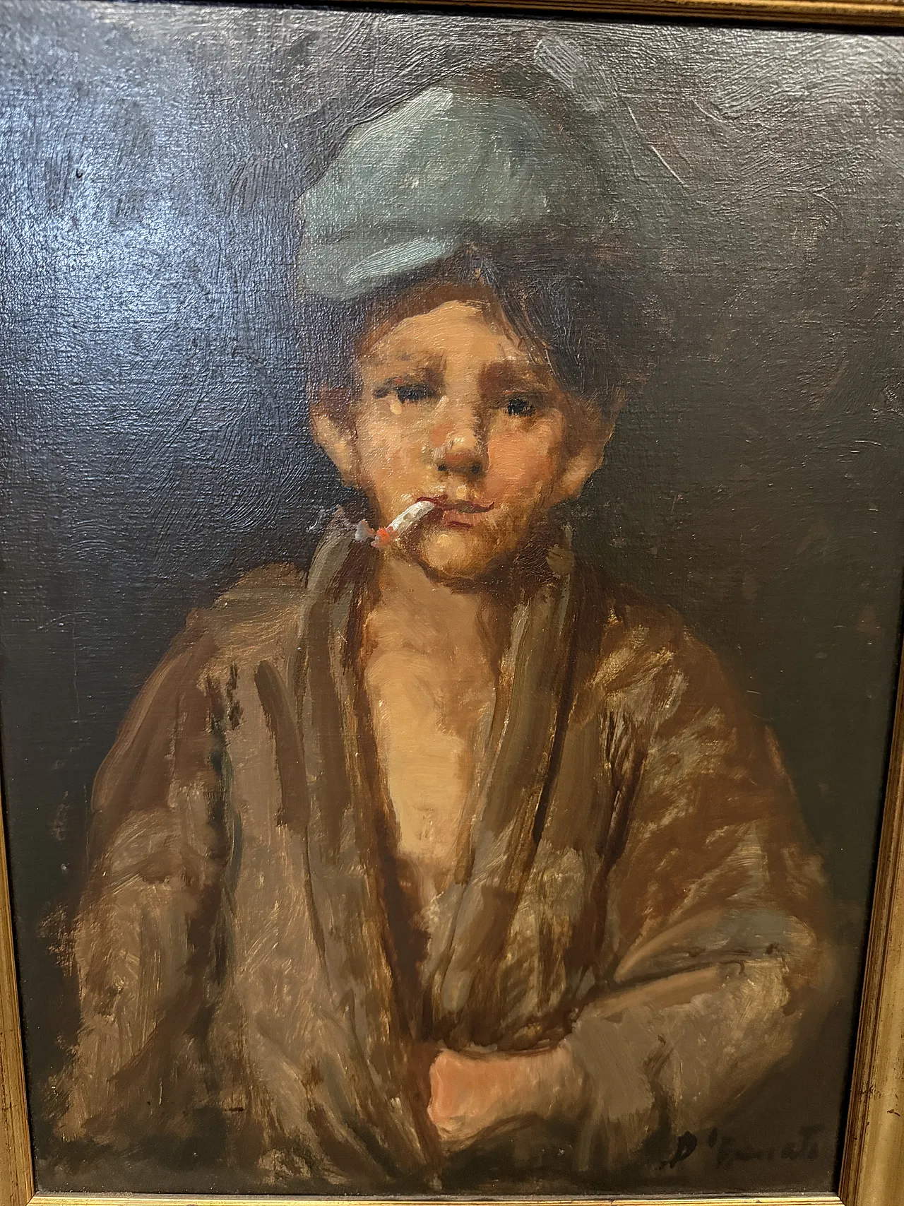 Neapolitan Scugnizzo, Oil painting on canvas, signed, 20th century 4