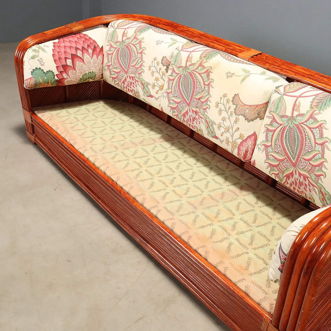 Rattan and red bamboo sofa, 1980s 9