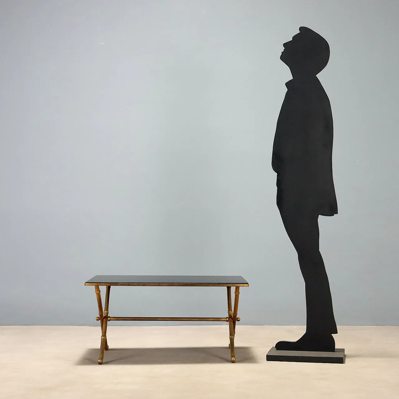 Coffee table with brass base, mid-20th century 2