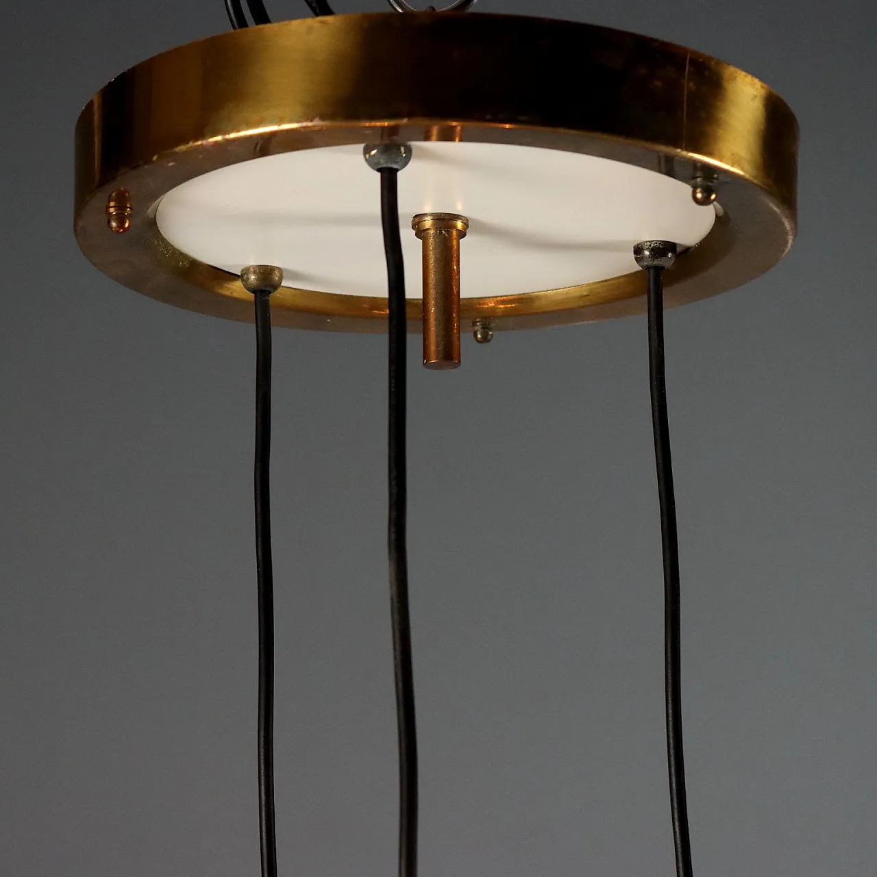 Brass and smoked glass lamp, 1960s 4