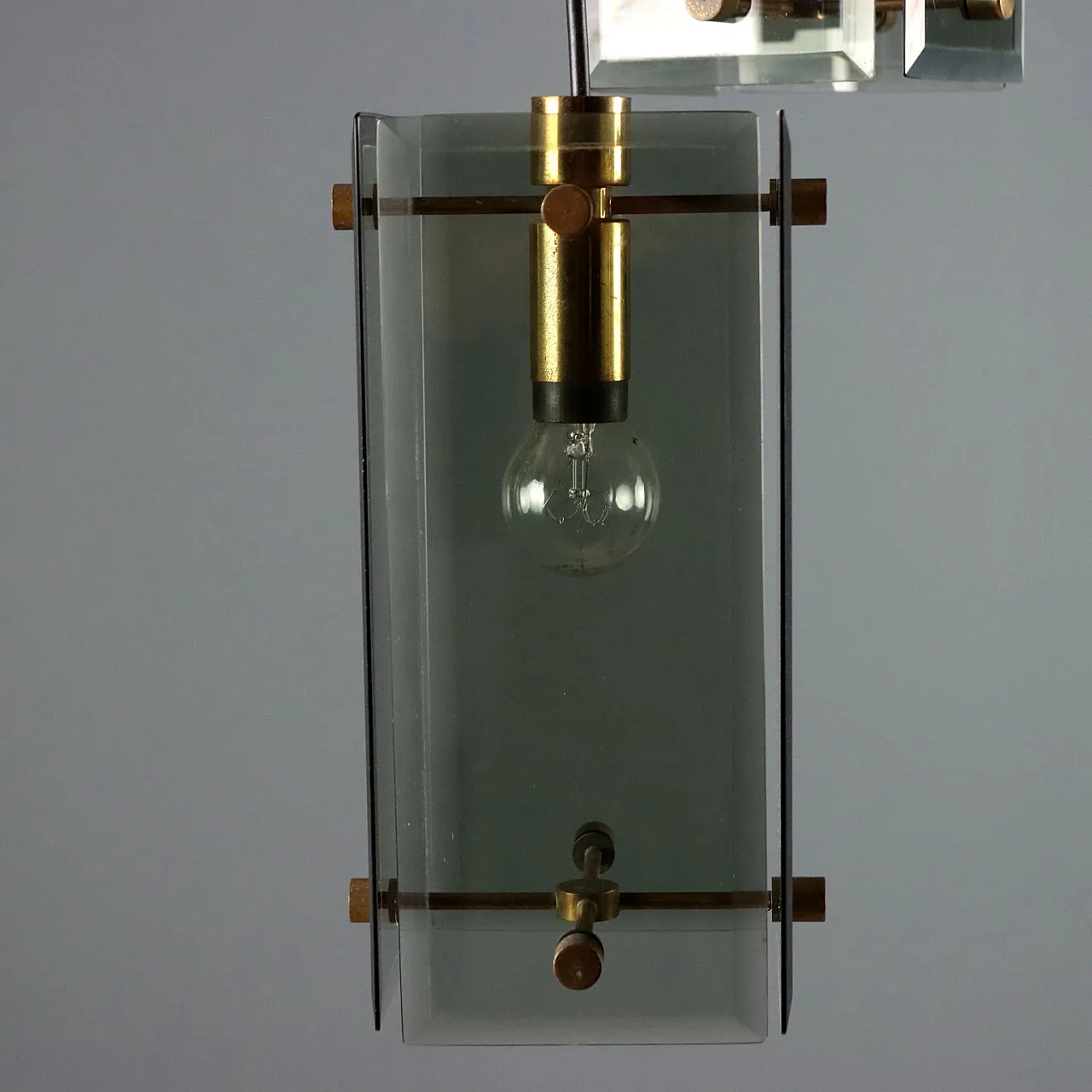 Brass and smoked glass lamp, 1960s 6