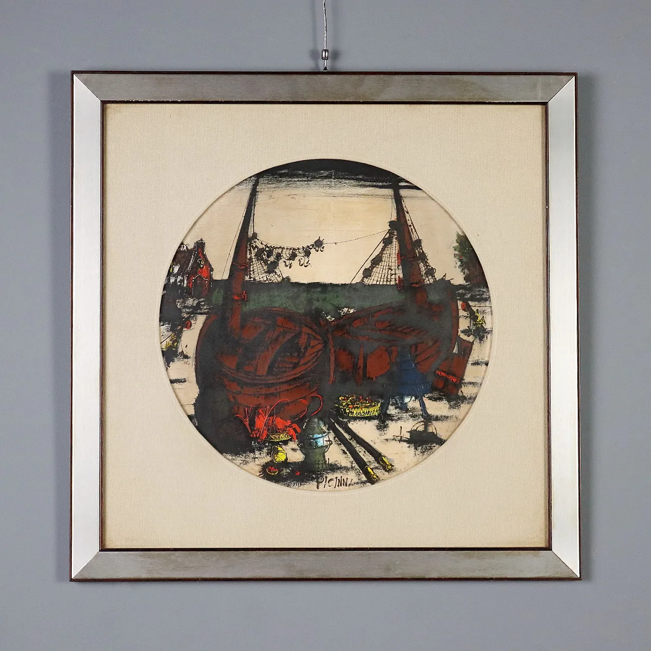Painting by Gennaro Picinni, oil on panel, 20th century 1