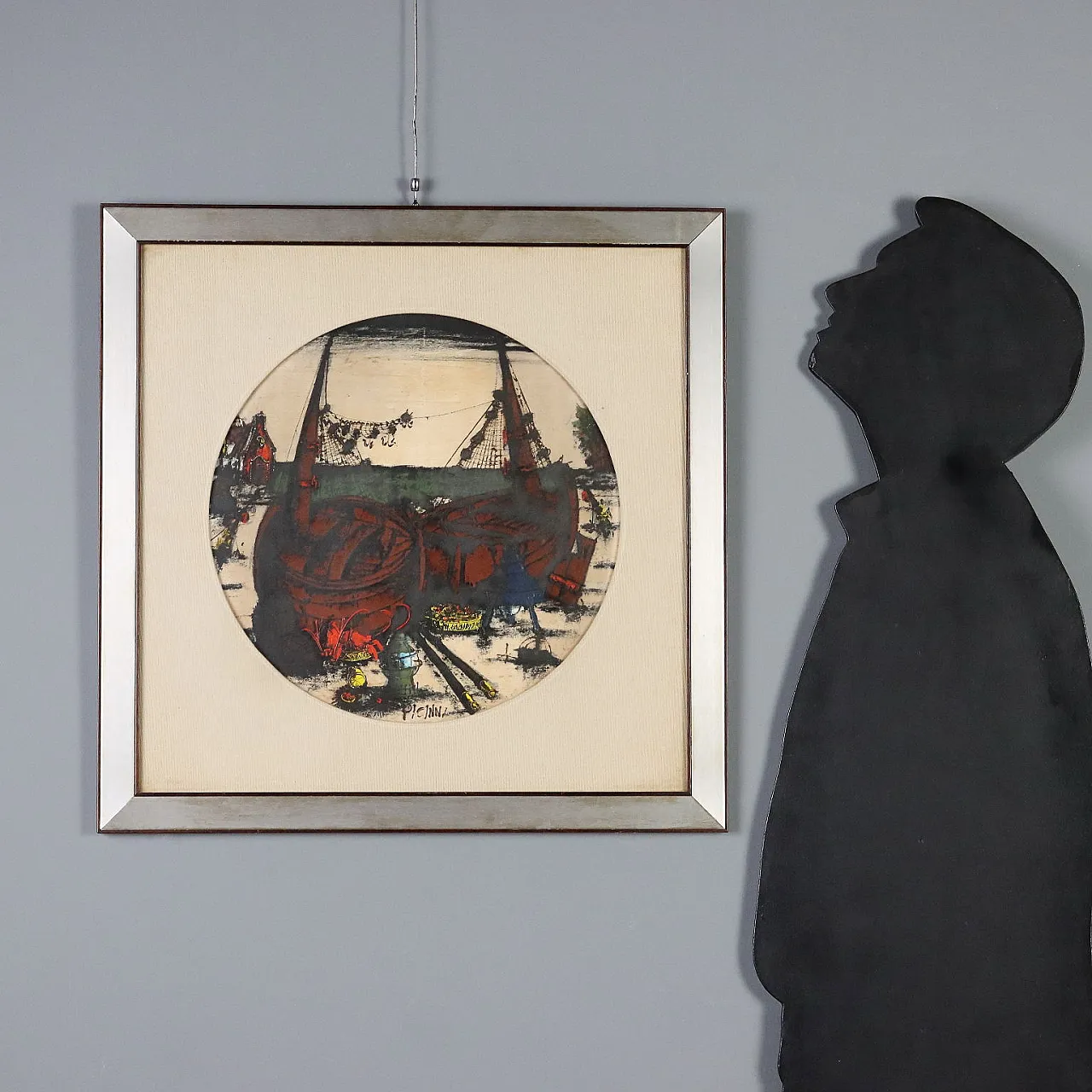 Painting by Gennaro Picinni, oil on panel, 20th century 2