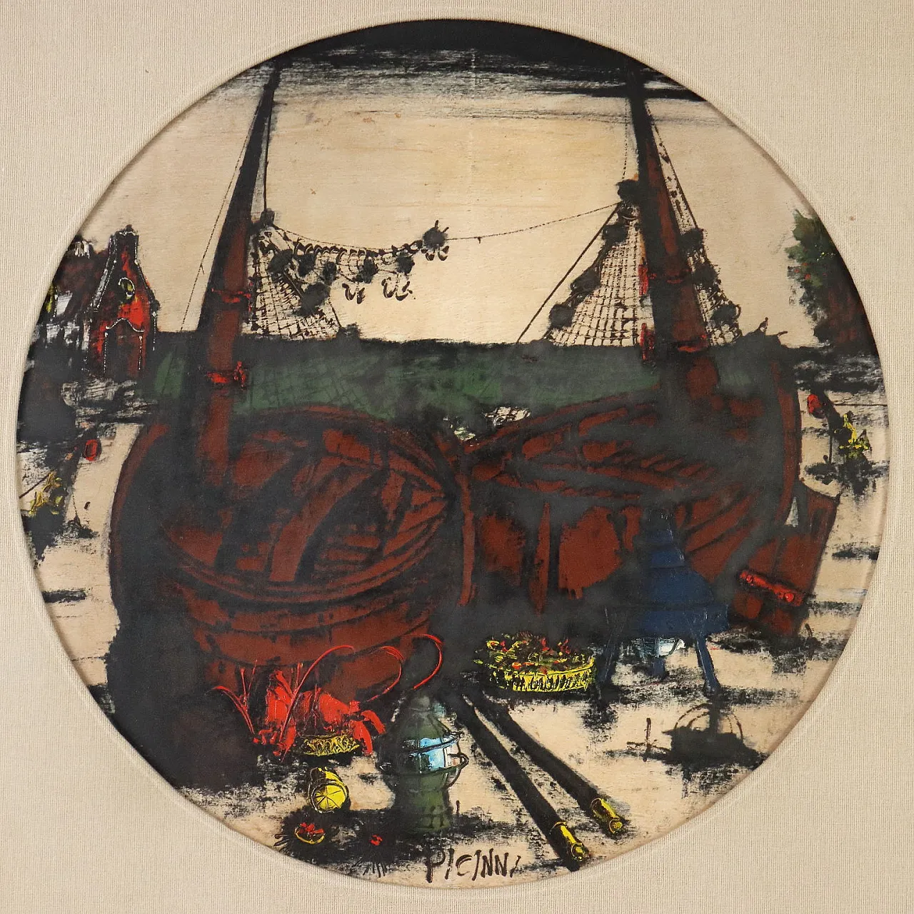 Painting by Gennaro Picinni, oil on panel, 20th century 3