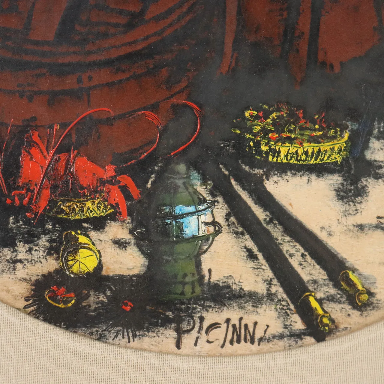 Painting by Gennaro Picinni, oil on panel, 20th century 6