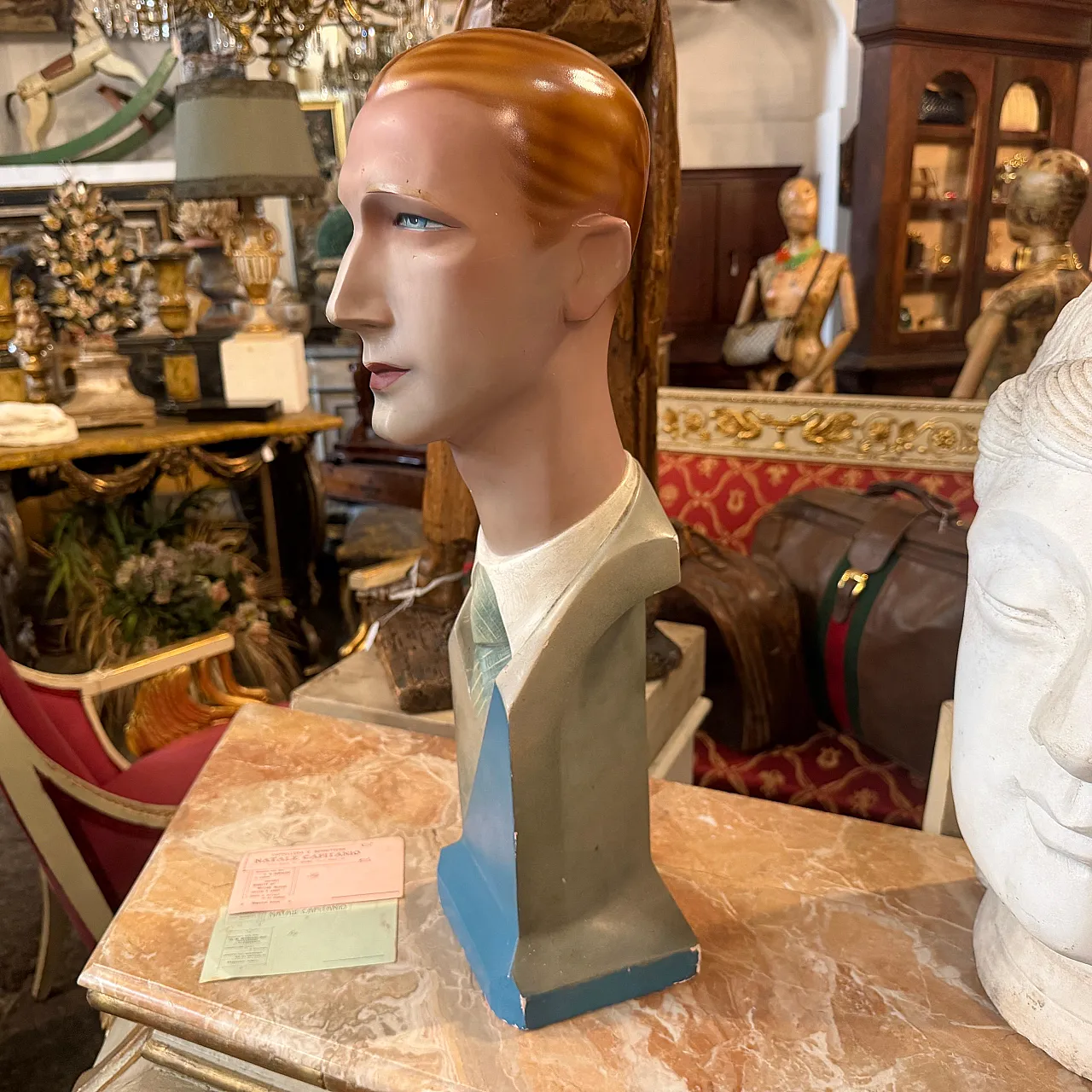 Mid-Century Modern plater bust of a man, 1950s 8