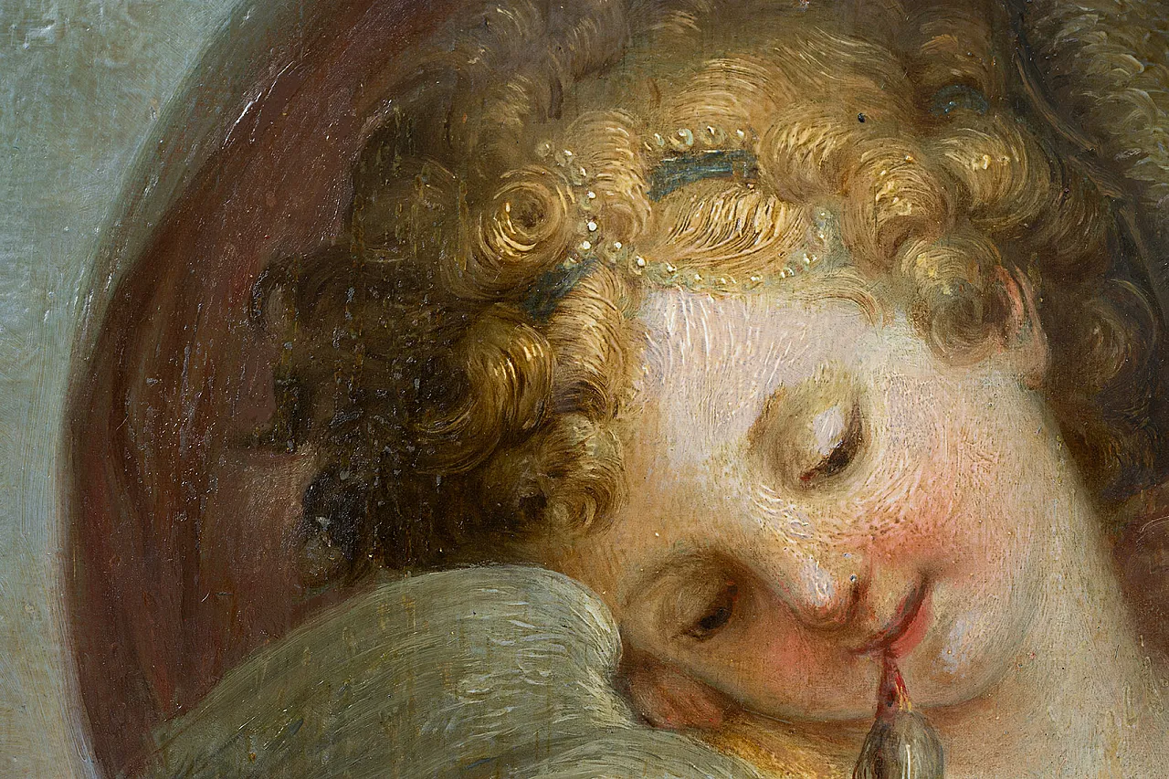 Putti, Neoclassical oil painting on panel, 18th century 6