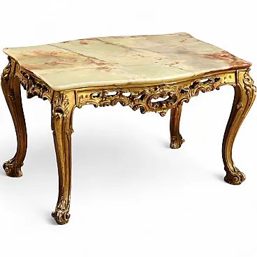 Baroque style coffee table with alabaster top, early 20th century