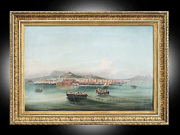 Oil painting on canvas with contemporary frame depicting a view, 19th