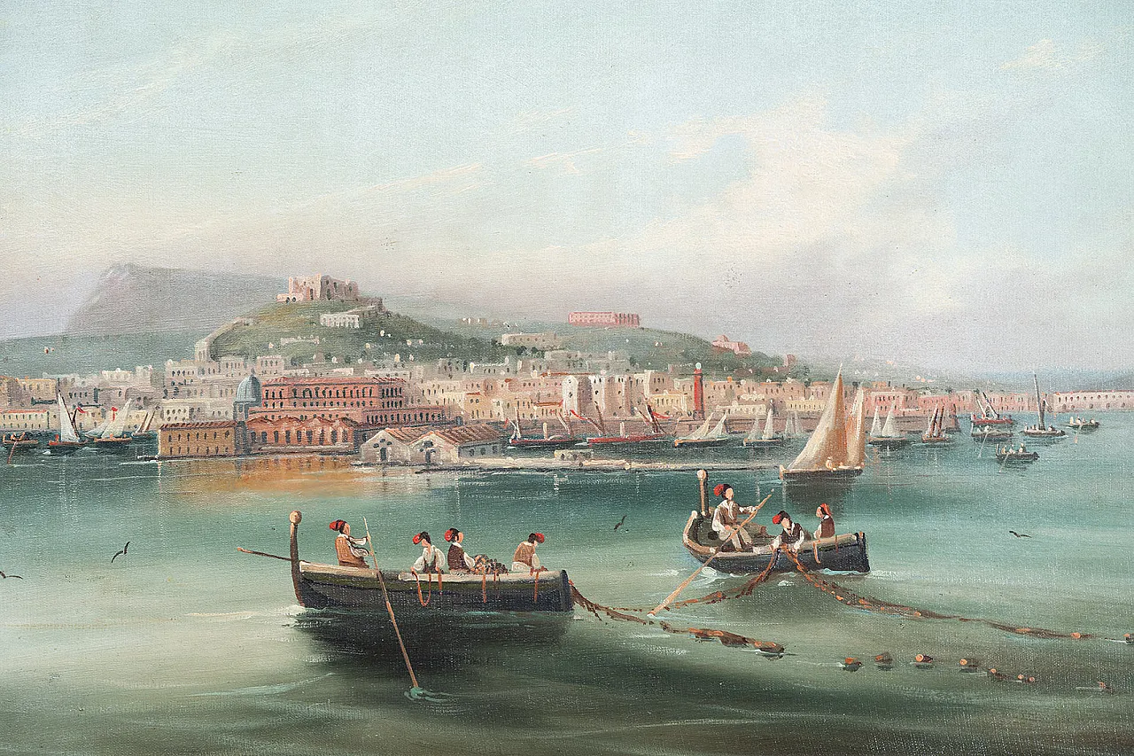 Oil painting on canvas with contemporary frame depicting a view, 19th 3