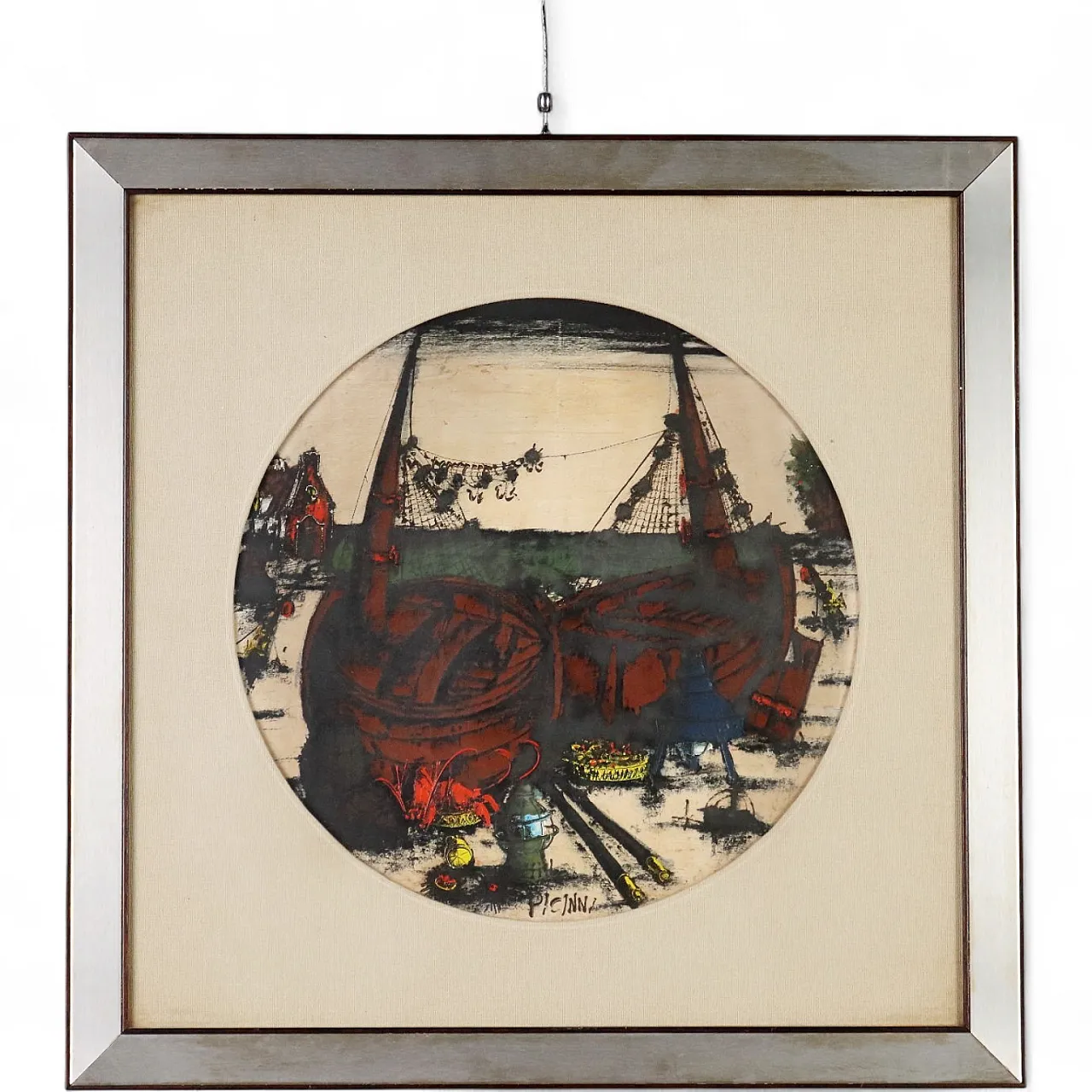 Painting by Gennaro Picinni, oil on panel, 20th century 11