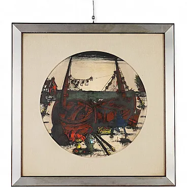 Painting by Gennaro Picinni, oil on panel, 20th century