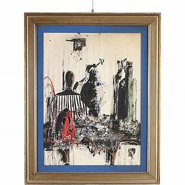 Painting by Gennaro Picinni, mixed media on hardboard, 20th century