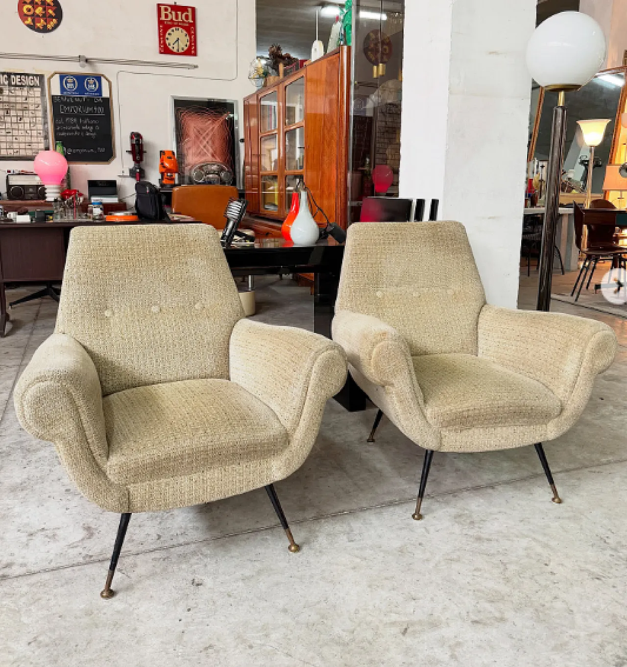 Pair of Gigi Radice armchairs for Minotti, 1950s 1