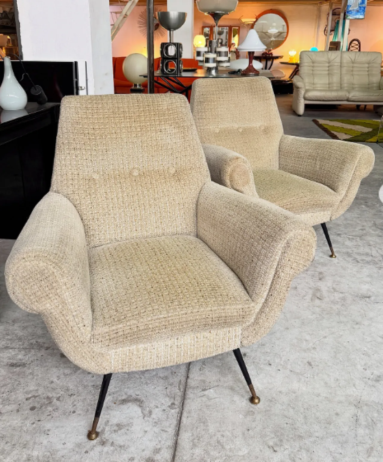 Pair of Gigi Radice armchairs for Minotti, 1950s 3