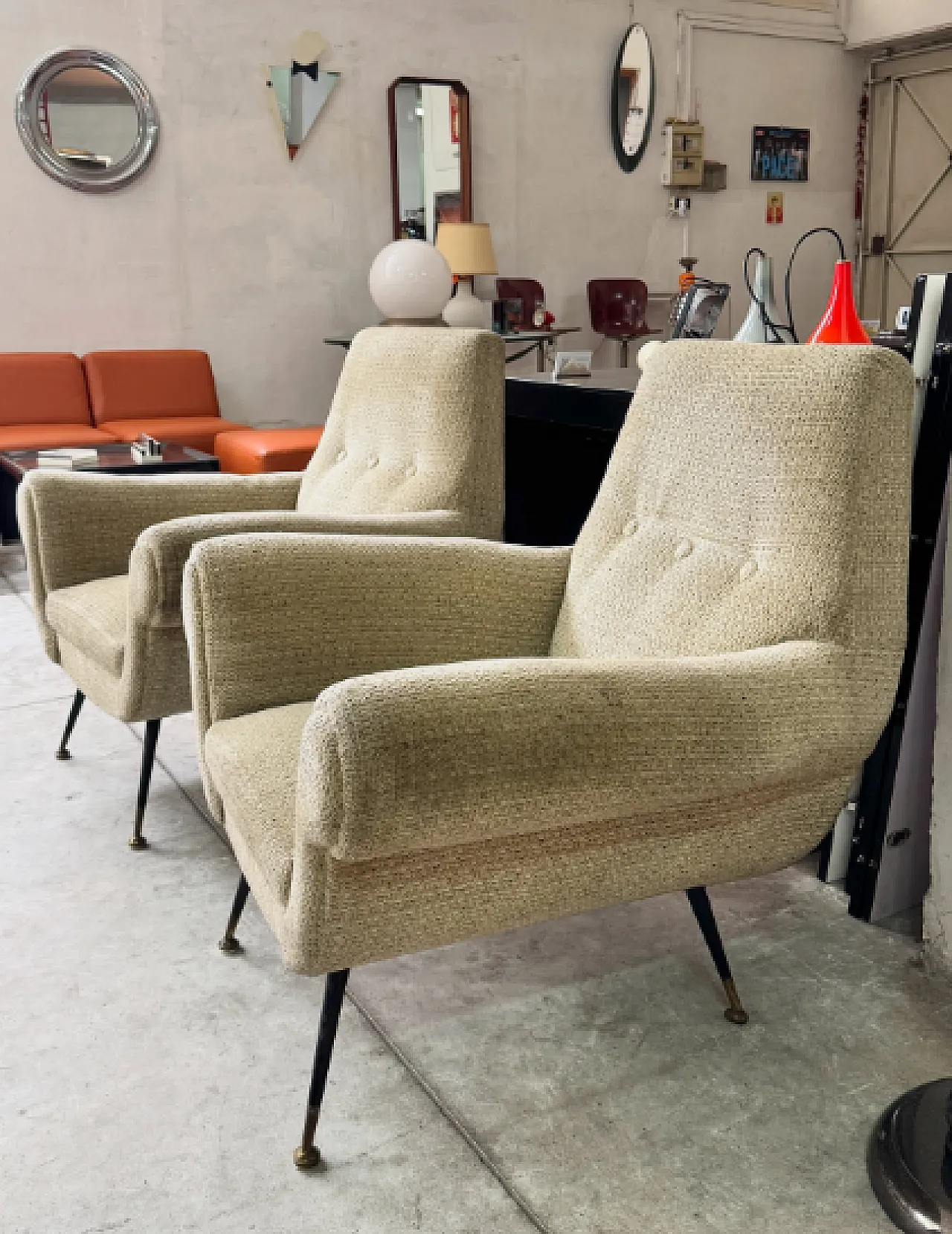 Pair of Gigi Radice armchairs for Minotti, 1950s 5