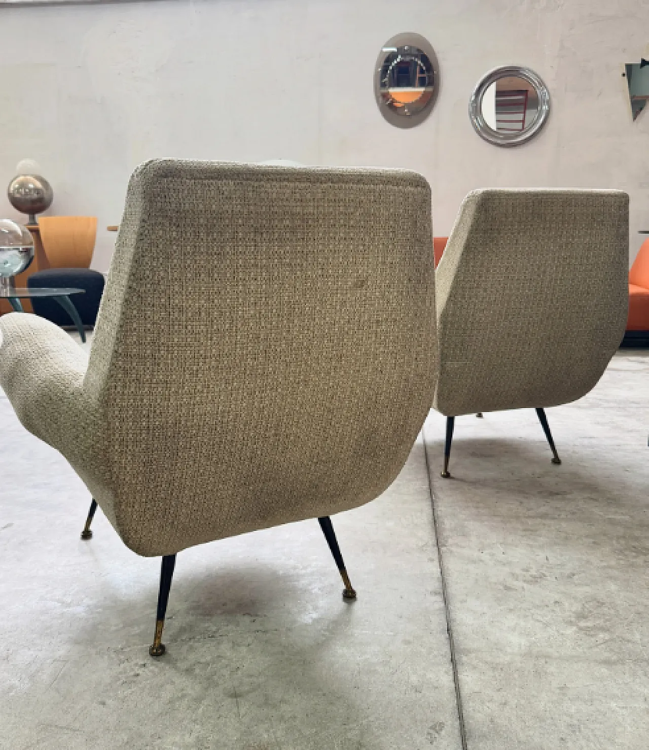 Pair of Gigi Radice armchairs for Minotti, 1950s 8