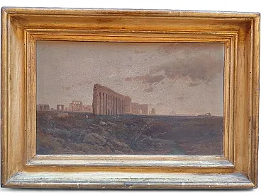 Landscape oil on panel by Ettore Cumbo, 19th century