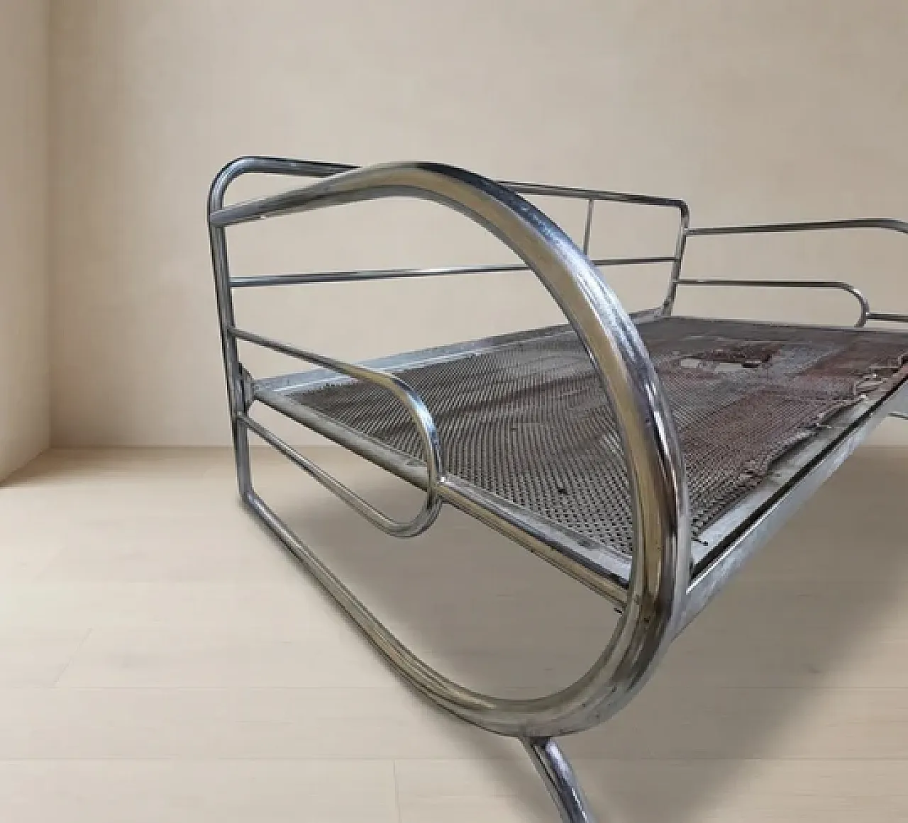 Telaio del divano letto in acciaio tubolare cromato, metà '900 7