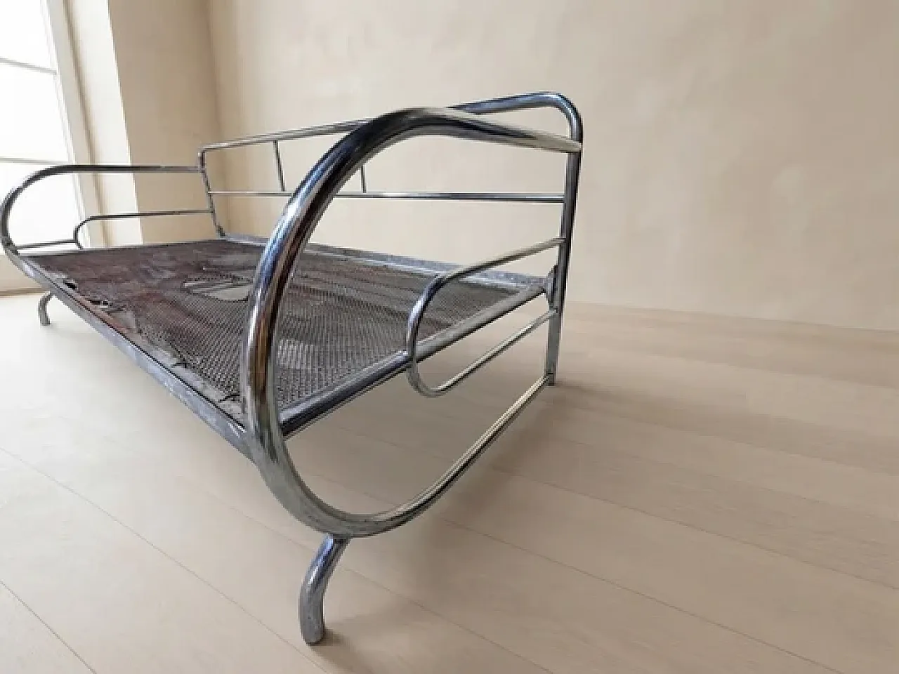Telaio del divano letto in acciaio tubolare cromato, metà '900 8
