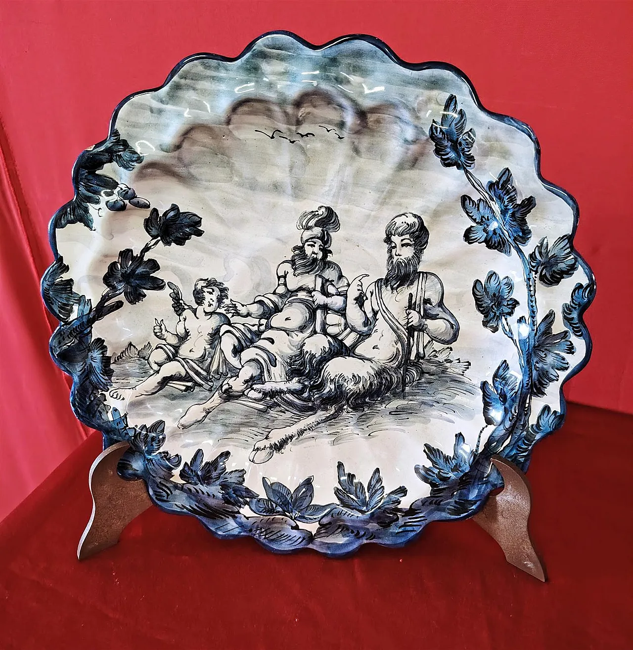 Coppia di piatti in ceramica dipinti, '800 3