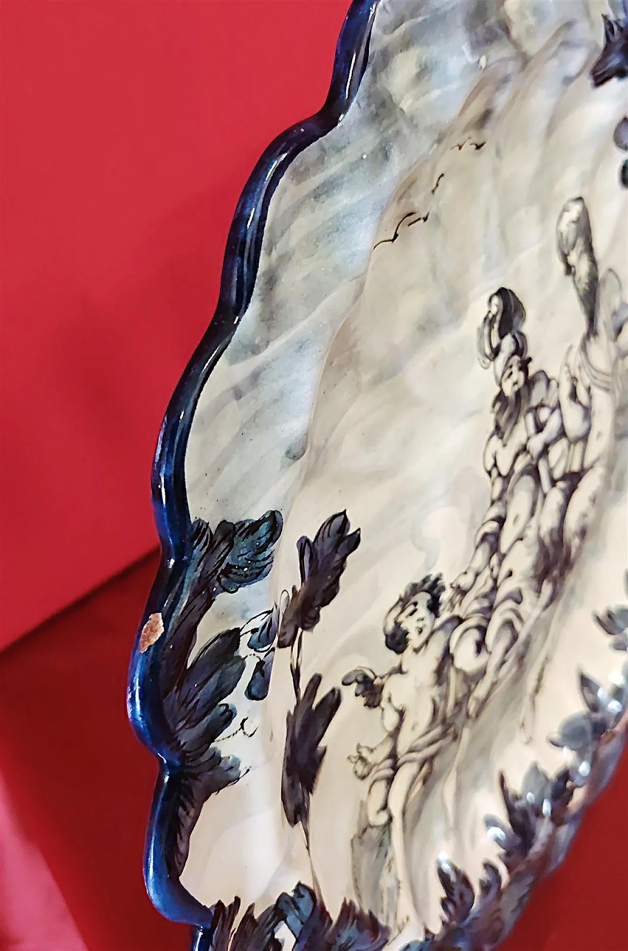 Coppia di piatti in ceramica dipinti, '800 4