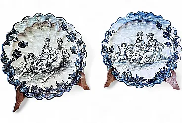 Coppia di piatti in ceramica dipinti, '800