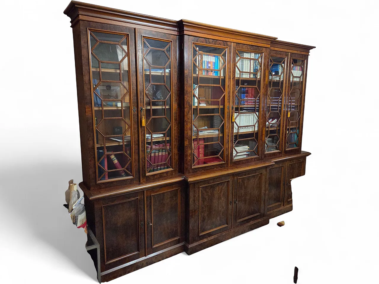 Large English style Bookcase with glass doors 4