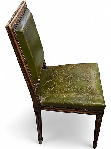 Louis XVI style guest chair in green leather, 1970s