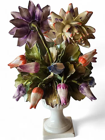 Floral bouquet by Capodimonte Porcelain Fratelli Mollica, 1940s