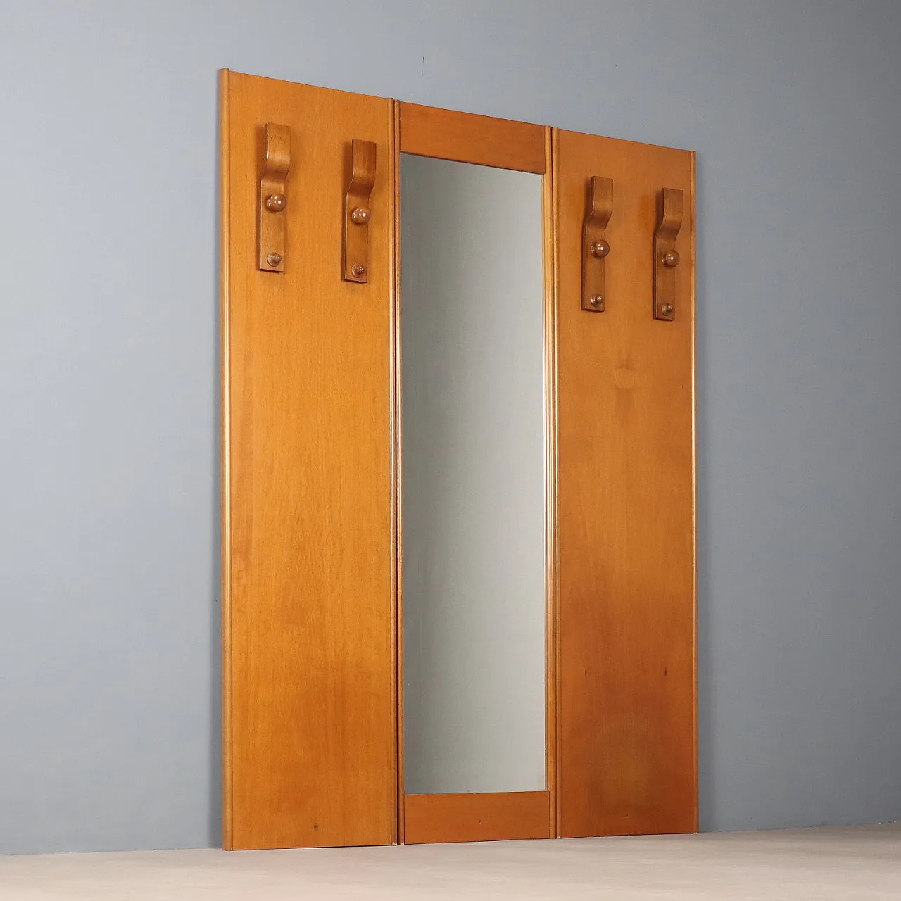 Hallway cabinet with mirror and coat rack, 1970s 1