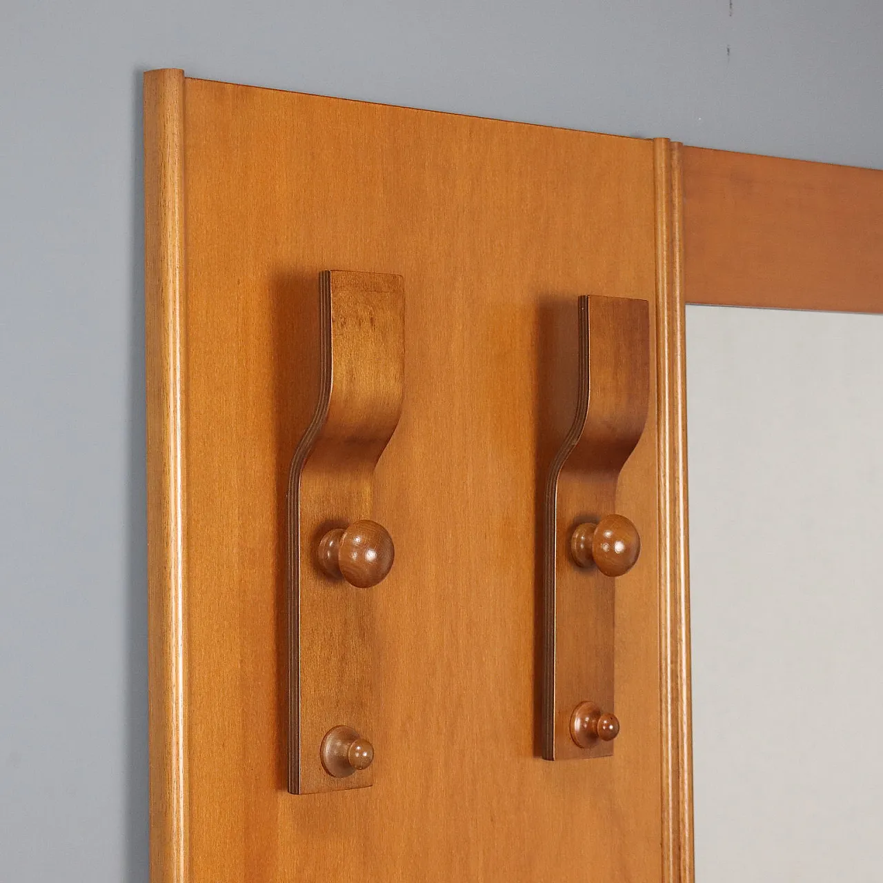 Hallway cabinet with mirror and coat rack, 1970s 4
