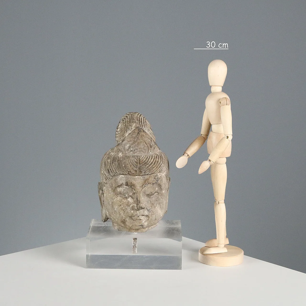 Buddha, scultura in pietra e plexiglass, '900 2
